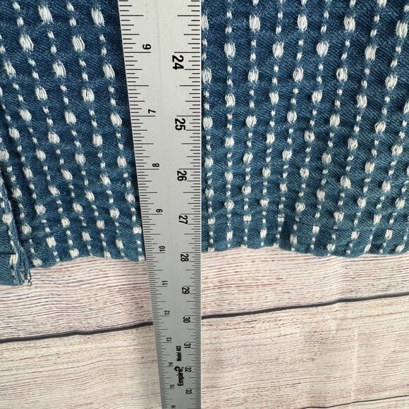 Zow Zow Striped Embroidered Denim Snap Down Jacket‎ Women's Large Blue/White - Picture 12 of 12